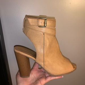 Tan Block Heels - Size 8